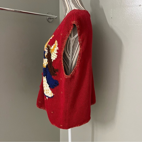 Hasting & Smith Womens Red Christmas Angels Holiday Festive Sweater Vest Size XL - Picture 5 of 14